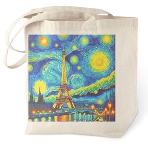 Paris Starry Night Canvas Tote